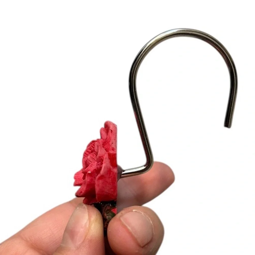 Vintage Carved Rose Shower Curtain Hooks (Set Of 12/Whole Set)
